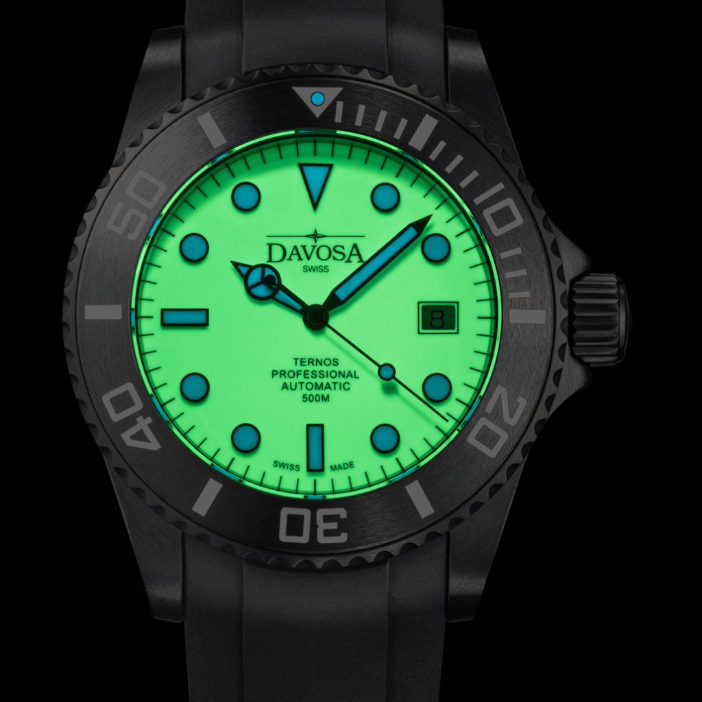 Ternos Professional Auto Megalume Black DLC Diving Watch 16158310 Limited Edition OUTLET Diver Davosa USA Official Distributor. Prices are Final. Tax & duties included.   