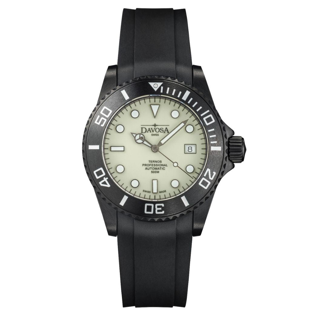 Ternos Professional Auto Megalume Black DLC Diving Watch 16158310 Limited Edition Diver Davosa USA Official Distributor. Prices are Final. Tax & duties included.   