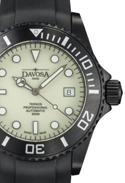 Ternos Professional Auto Megalume Black DLC Diving Watch 16158310 Limited Edition Diver Davosa USA Official Distributor. Prices are Final. Tax & duties included.