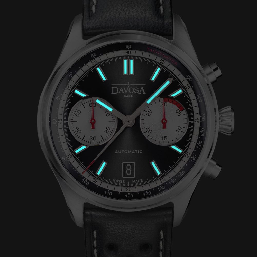 Newton Automatic Chronograph Black Black Pilot Rally Watch 161.536.55 Limited Edition Pilot Davosa USA Official Distributor. Prices are Final. Tax & duties included.   