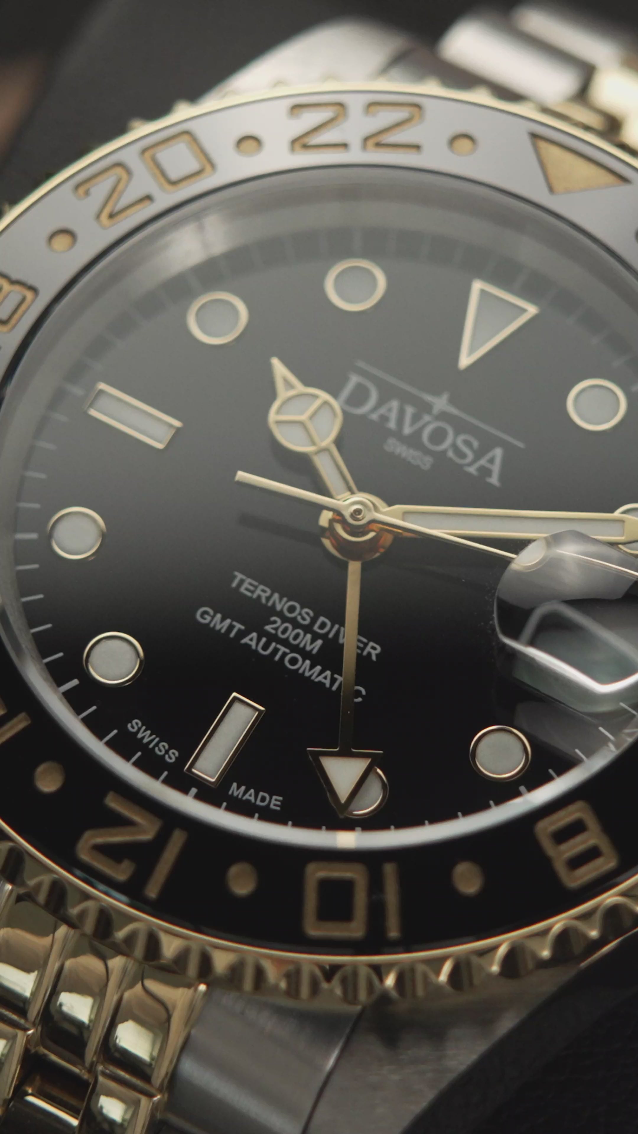 Ternos Ceramic Automatic GMT Black Gold Diving Watch 16159105 GMT Davosa USA Official Distributor. Prices are Final. Tax & duties included.