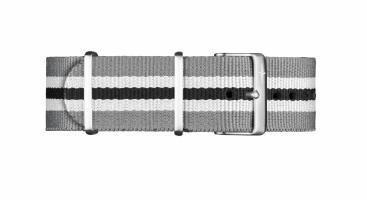 Davosa Nylon Strap Grey White Black 22mm 169.498.20 Straps Davosa USA Official Distributor. Prices are Final. Tax & duties included. 20mm Gray Nylon