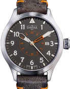 Neoteric Automatic Swiss-Made Brown Gray Pilot Watch 16156596 Pilot Davosa USA Official Distributor. Prices are Final. Tax & duties included. 42mm Gray Leather