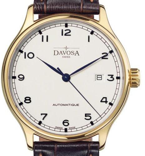 Classic Vegan Automatic Swiss-Made White Gold Executive Dress Watch 16146415V Classic Davosa USA Official Distributor. Prices are Final. Tax & duties included. 40mm White Leather