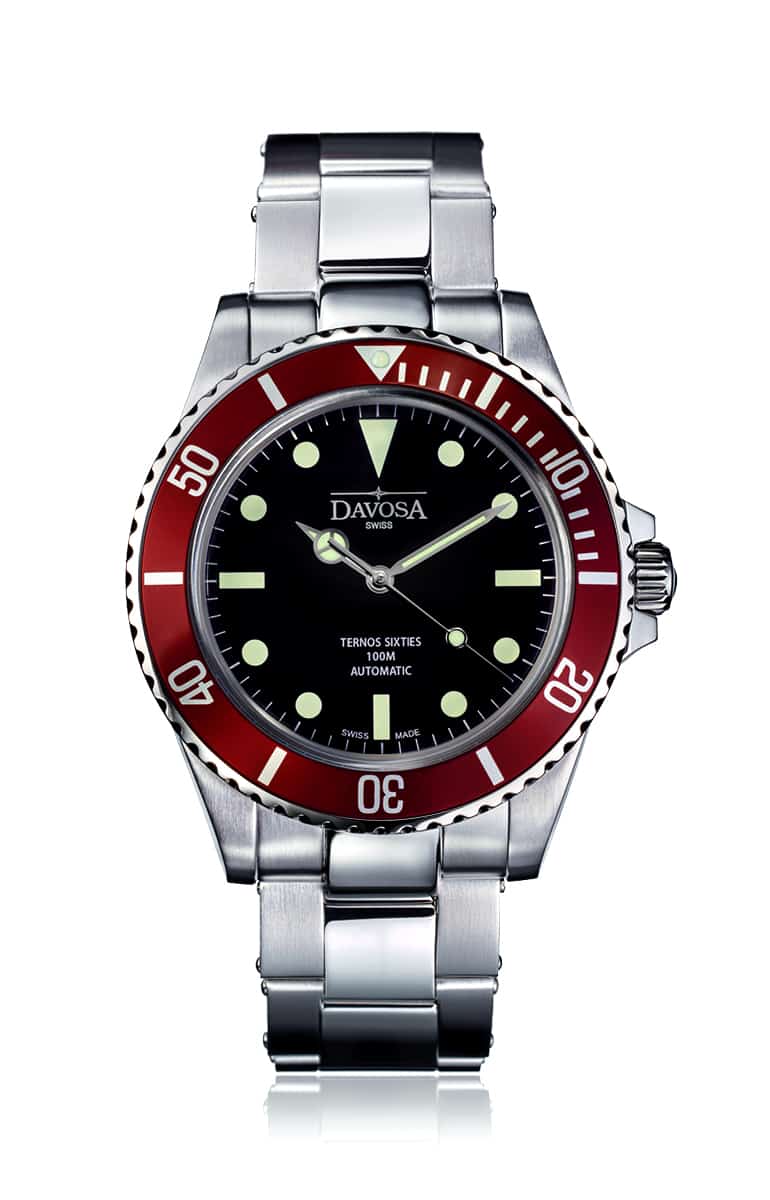 Ternos Sixties Automatic 100m Black Burgundy Diving Watch 16152560 Diver Davosa USA Official Distributor. Prices are Final. Tax & duties included.   