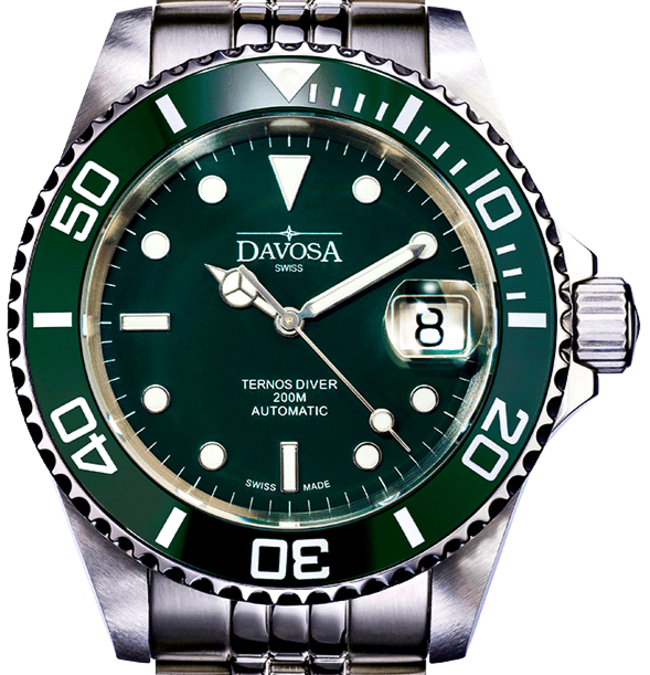 Ternos Ceramic Automatic 200m Green Diving Watch 16155507 Diver Davosa USA Official Distributor. Prices are Final. Tax & duties included. 40mm Green PentaLink