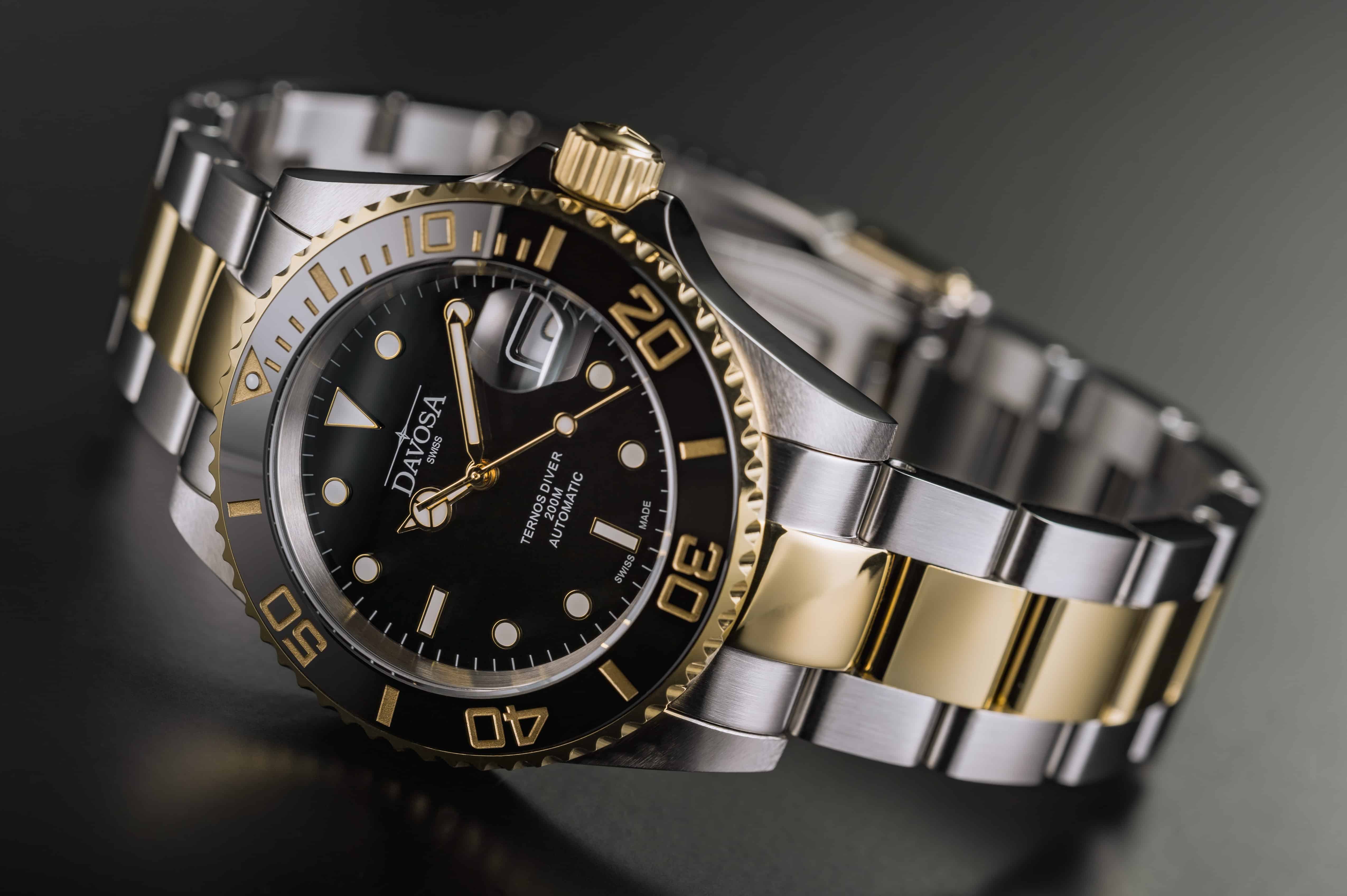 Ternos Ceramic Automatic Swiss-Made Black Gold Diving Watch 16155530 Diver Davosa USA Official Distributor. Prices are Final. Tax & duties included.