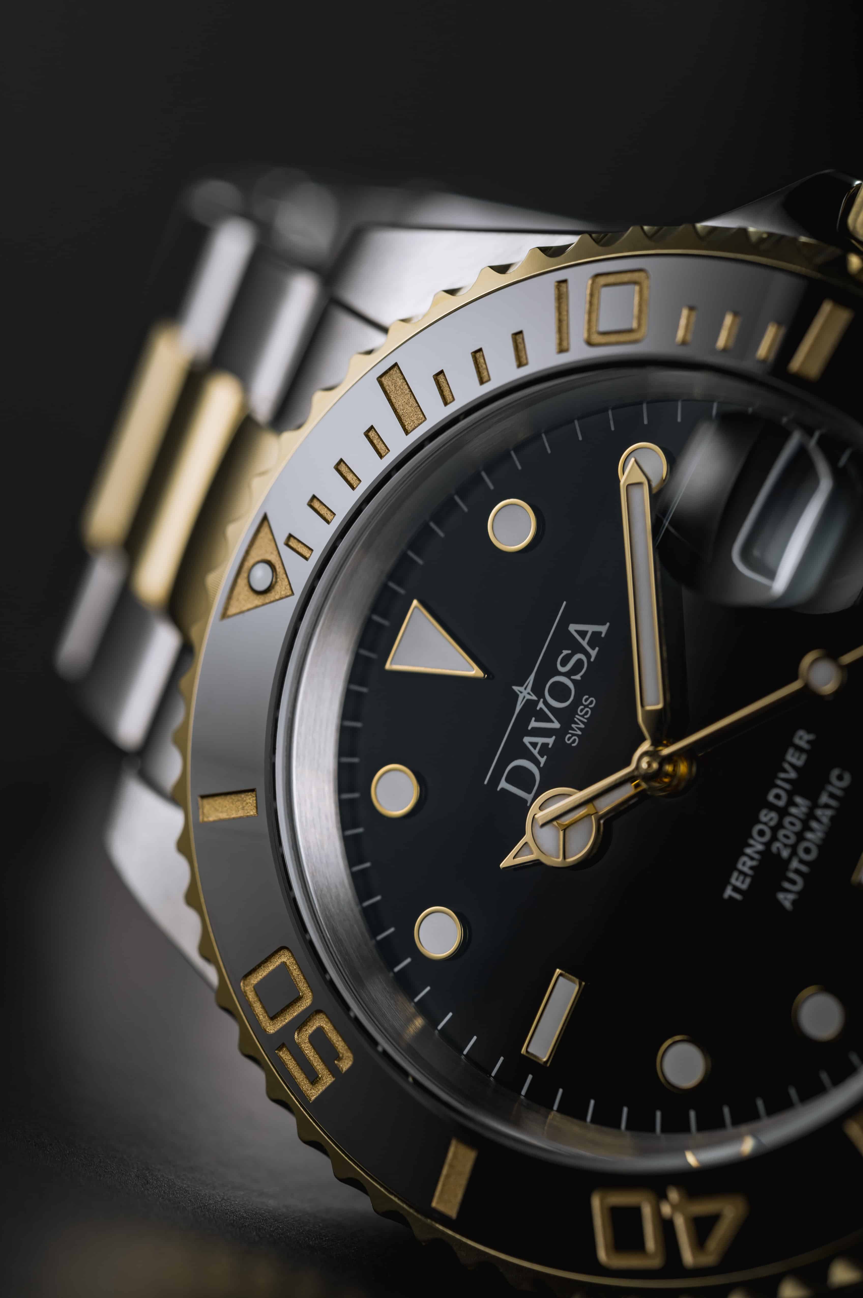 Ternos Ceramic Automatic Swiss-Made Black Gold Diving Watch 16155530 Diver Davosa USA Official Distributor. Prices are Final. Tax & duties included.