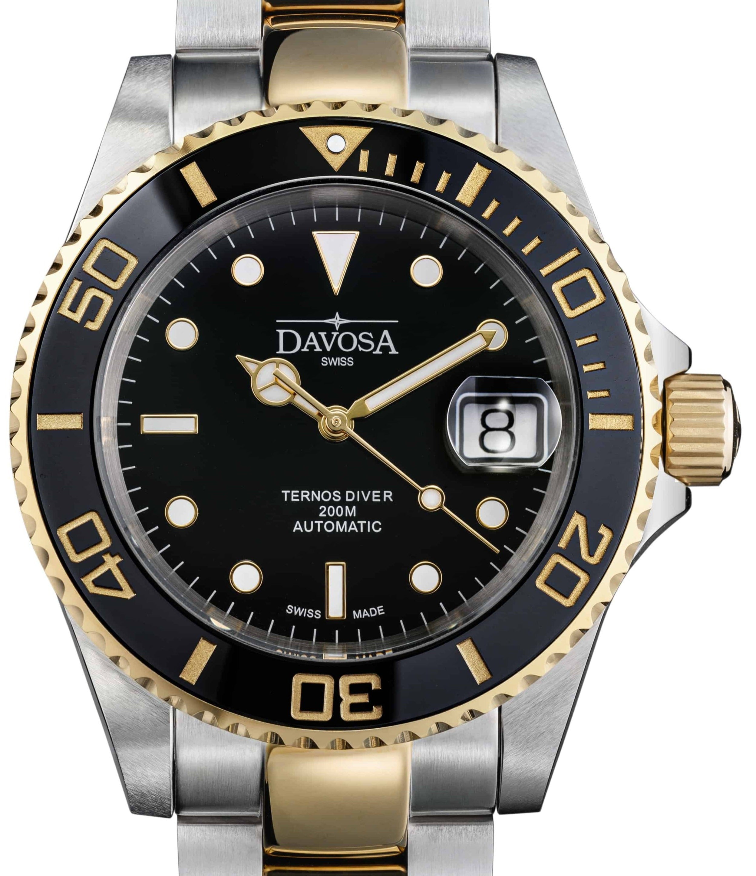 Ternos Ceramic Automatic Swiss-Made Black Gold Diving Watch 16155530 Diver Davosa USA Official Distributor. Prices are Final. Tax & duties included. 40mm Black-Gold TriaLink