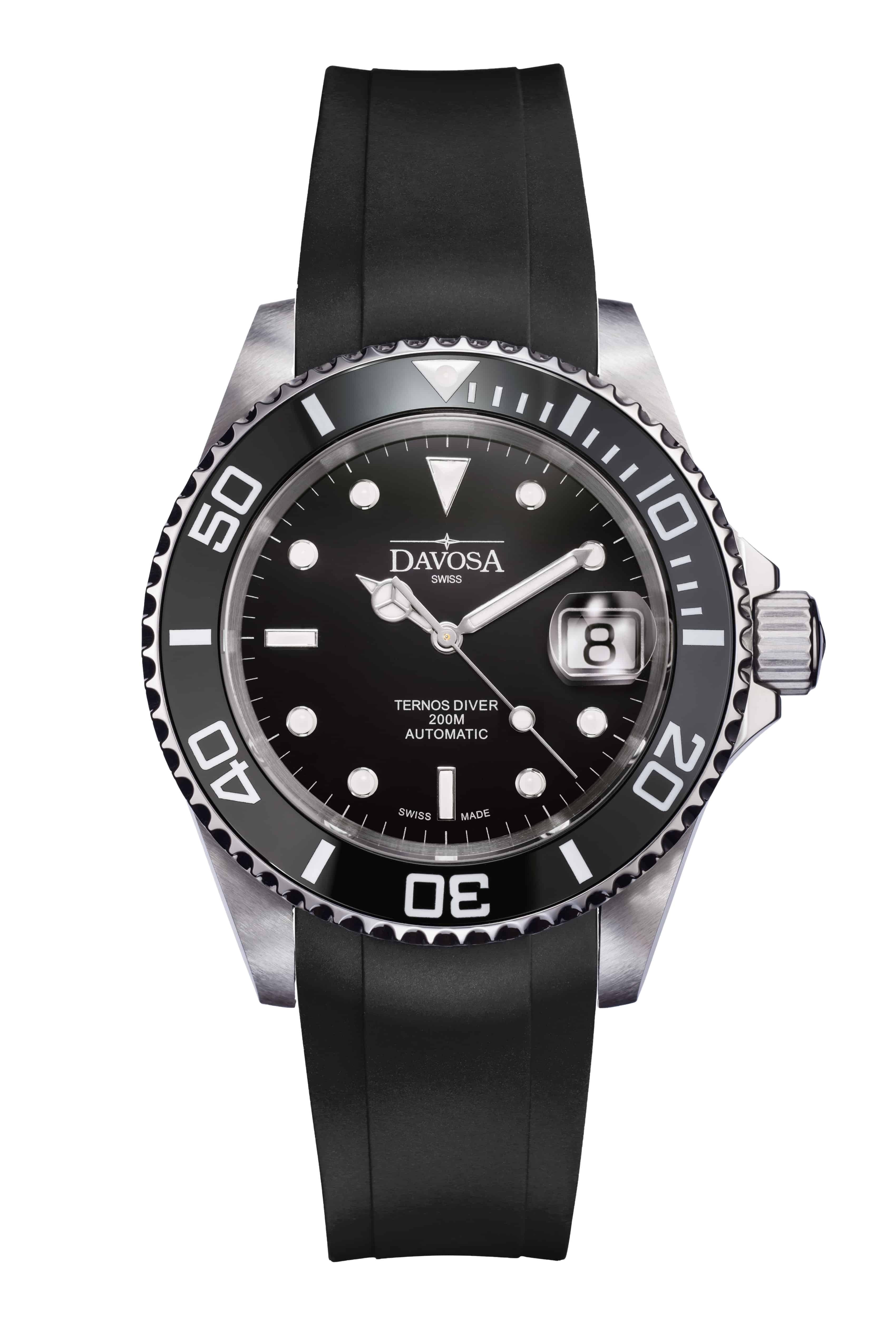 Davosa Swiss Original Ternos Ceramic Black Rubber Band 20mm 169.555.55 Straps Davosa USA Official Distributor. Prices are Final. Tax & duties included.   