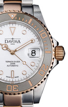 Ternos Ceramic Automatic Swiss-Made White Rose Gold Diving Watch 16155563 Diver Davosa USA Official Distributor. Prices are Final. Tax & duties included.   