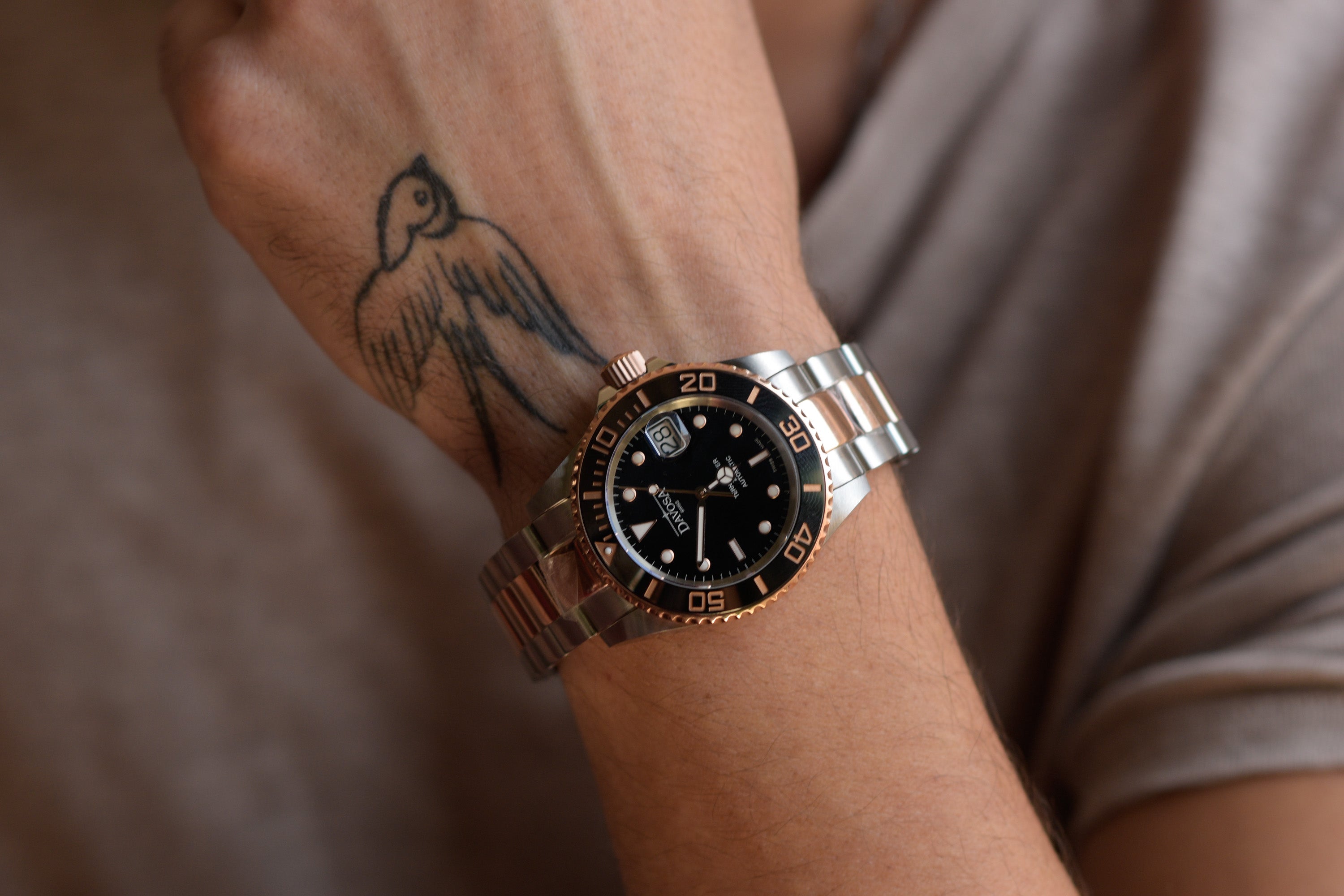 Ternos Ceramic Automatic Swiss-Made Black Rose Gold Diving Watch 16155565 Diver Davosa USA Official Distributor. Prices are Final. Tax & duties included.   