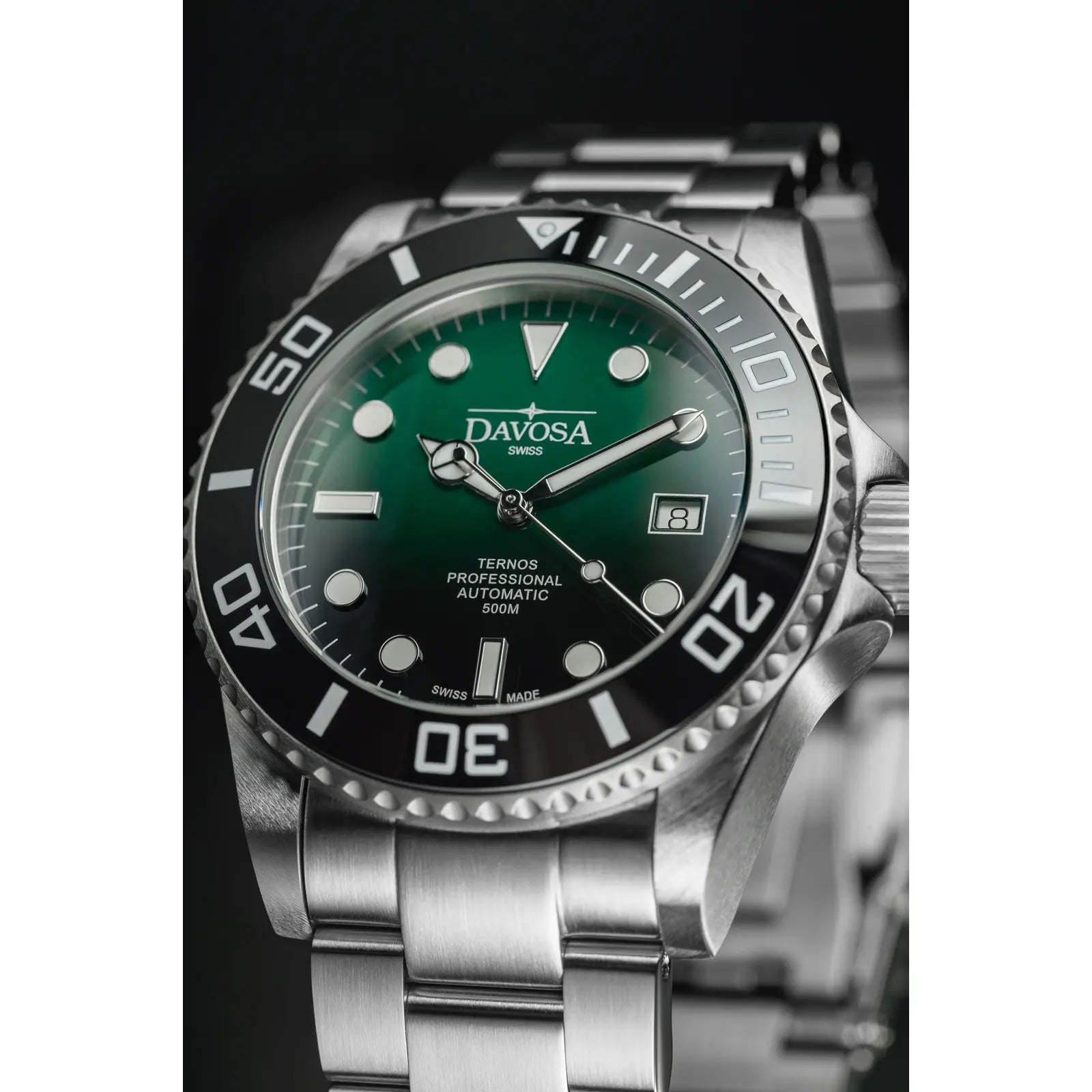 Ternos Professional Automatic 500m Green Black Diving Watch 16155975 Diver Davosa USA Official Distributor. Prices are Final. Tax & duties included.   