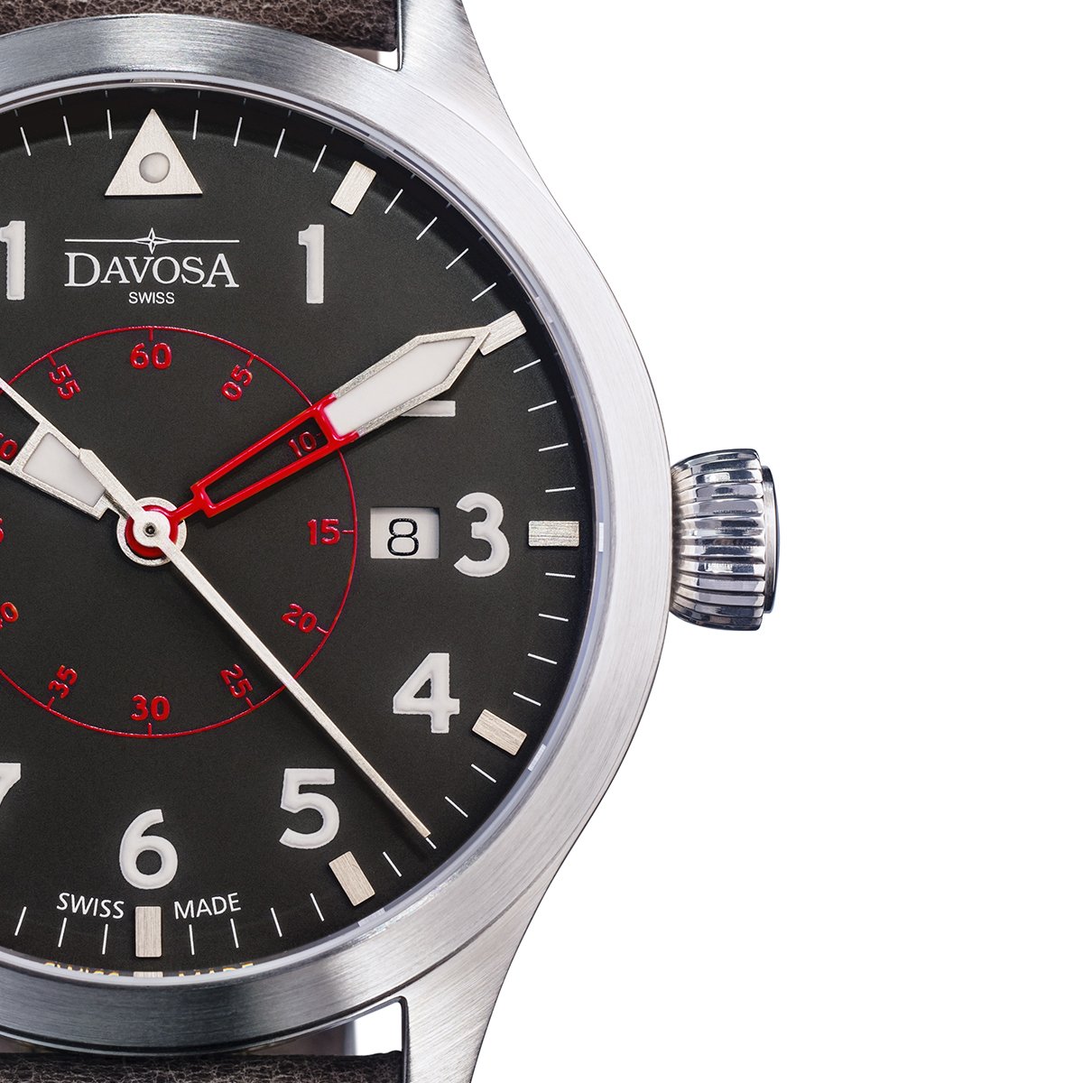 Neoteric Automatic Swiss-Made Black Red Pilot Watch 16156556 Pilot Davosa USA Official Distributor. Prices are Final. Tax & duties included.   