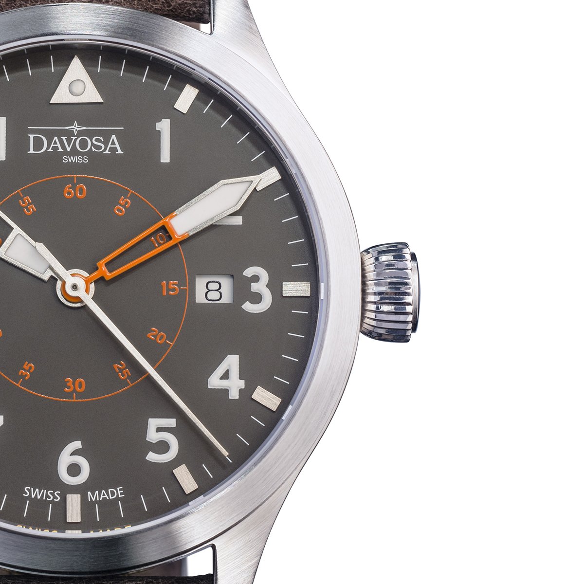 Neoteric Automatic Swiss-Made Brown Gray Pilot Watch 16156596 Pilot Davosa USA Official Distributor. Prices are Final. Tax & duties included.   