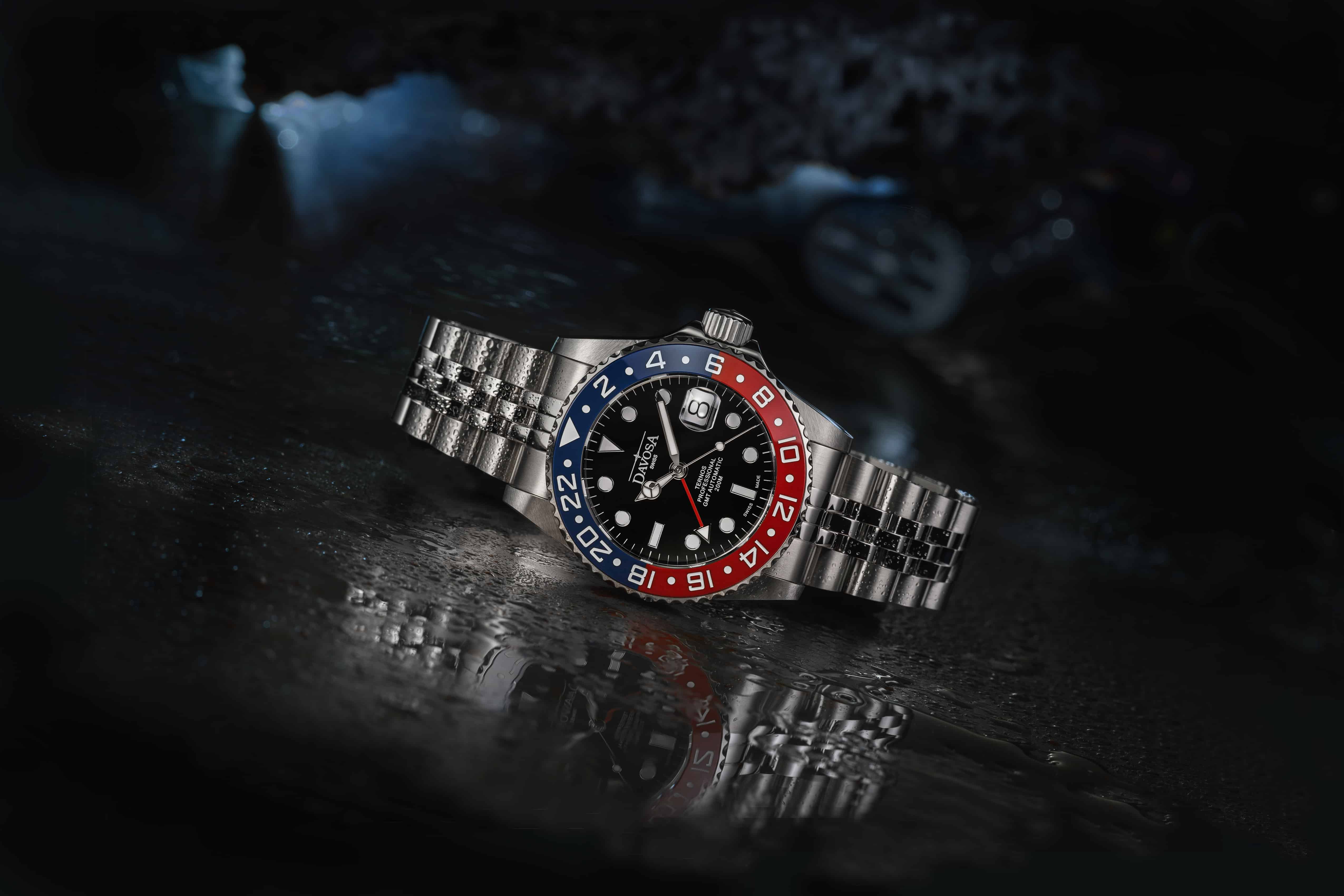 Ternos Professional Automatic 200m GMT Red Blue Diving Watch 16157106 GMT Davosa USA Official Distributor. Prices are Final. Tax & duties included.   