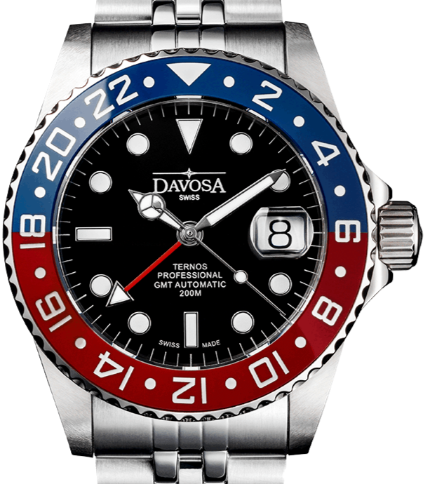 Ternos Professional Automatic 200m GMT Red Blue Diving Watch 16157106 GMT Davosa USA Official Distributor. Prices are Final. Tax & duties included. 42mm Pepsi PentaLink