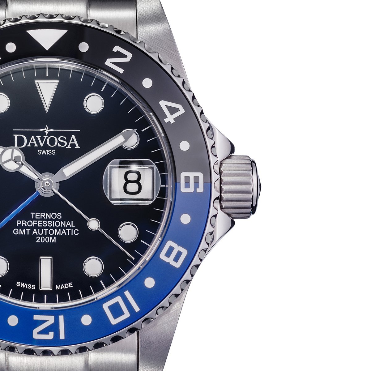 Ternos Professional Automatic 200m GMT Black Blue Diving Watch 16157104 GMT Davosa USA Official Distributor. Prices are Final. Tax & duties included.