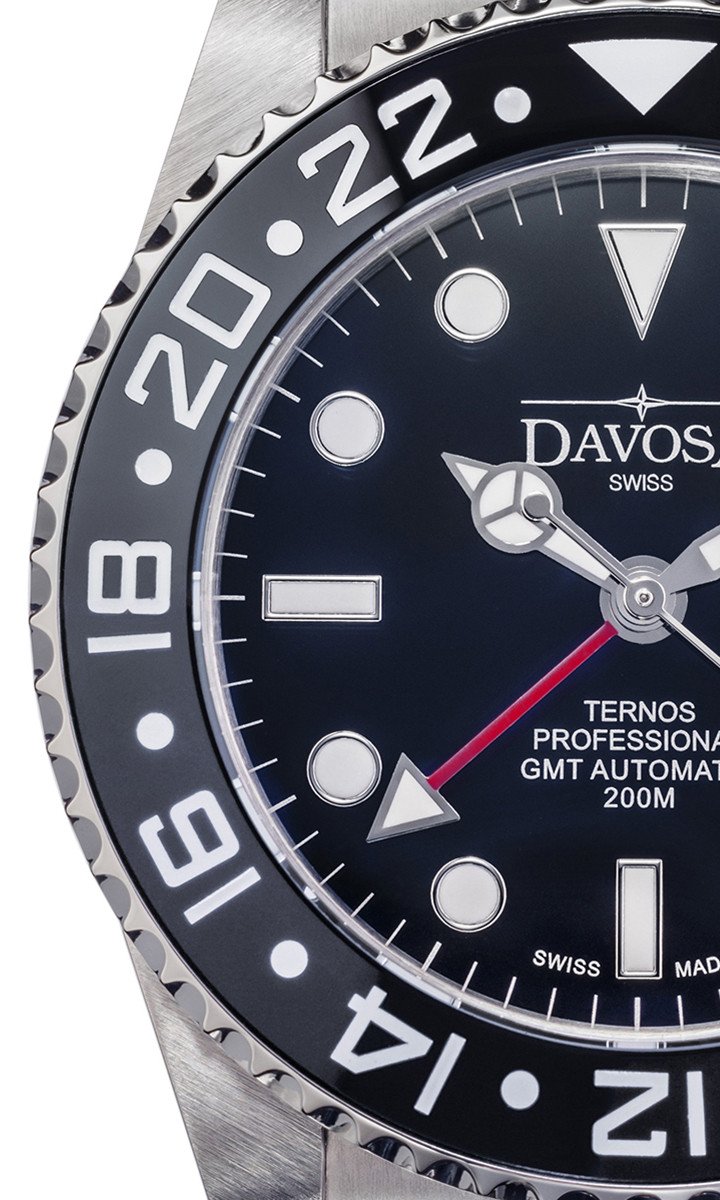 Ternos Professional Automatic 200m GMT Black Diving Watch 16157150 GMT Davosa USA Official Distributor. Prices are Final. Tax & duties included.   