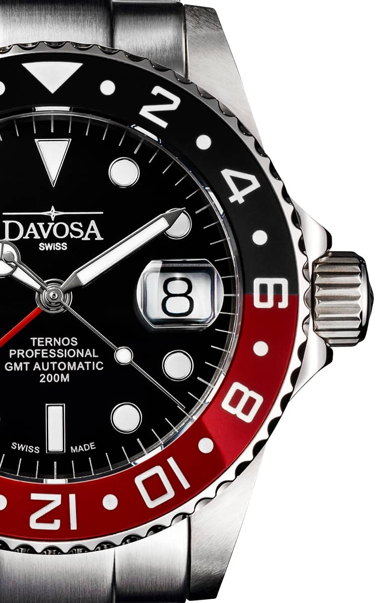 Ternos Professional Automatic 200m GMT Black Red Diving Watch 16157109 GMT Davosa USA Official Distributor. Prices are Final. Tax & duties included.   