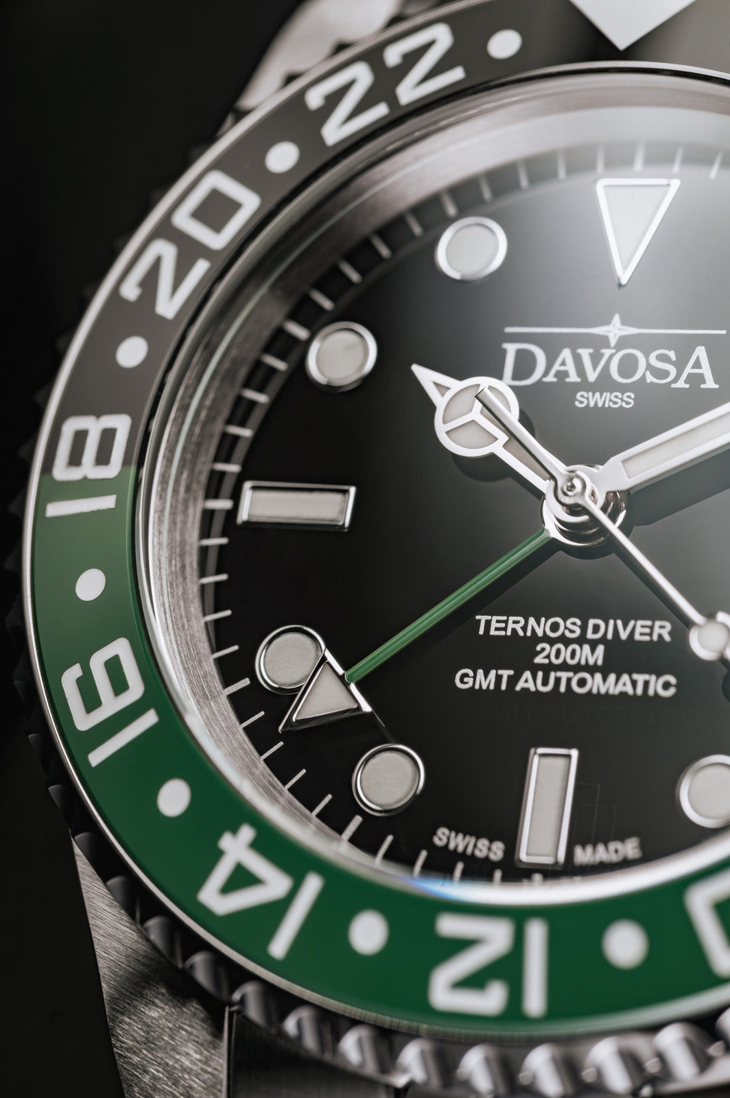 Ternos Ceramic Automatic GMT Swiss-Made Black Green Diving Watch 16159070 GMT Davosa USA Official Distributor. Prices are Final. Tax & duties included.   