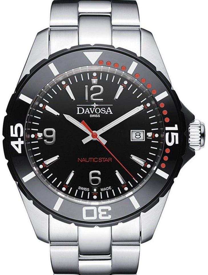 Nautic Star Quartz Swiss-Made 100m Black Red Diver Watch 16347265 Diver Davosa USA Official Distributor. Prices are Final. Tax & duties included. 43.5mm Black-Red TriaLink