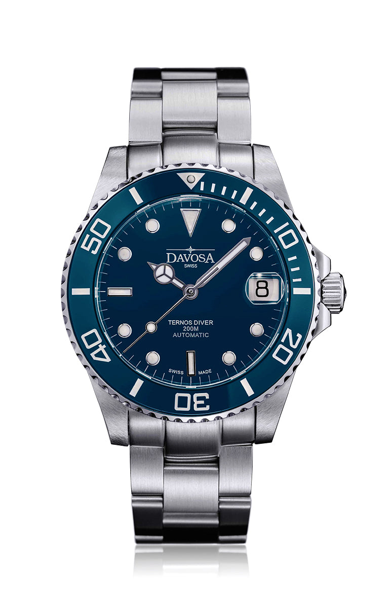 Ternos Medium Automatic 200m Swiss-Made Blue Men's Diver Watch 16619540 Diver Davosa USA Official Distributor. Prices are Final. Tax & duties included.   