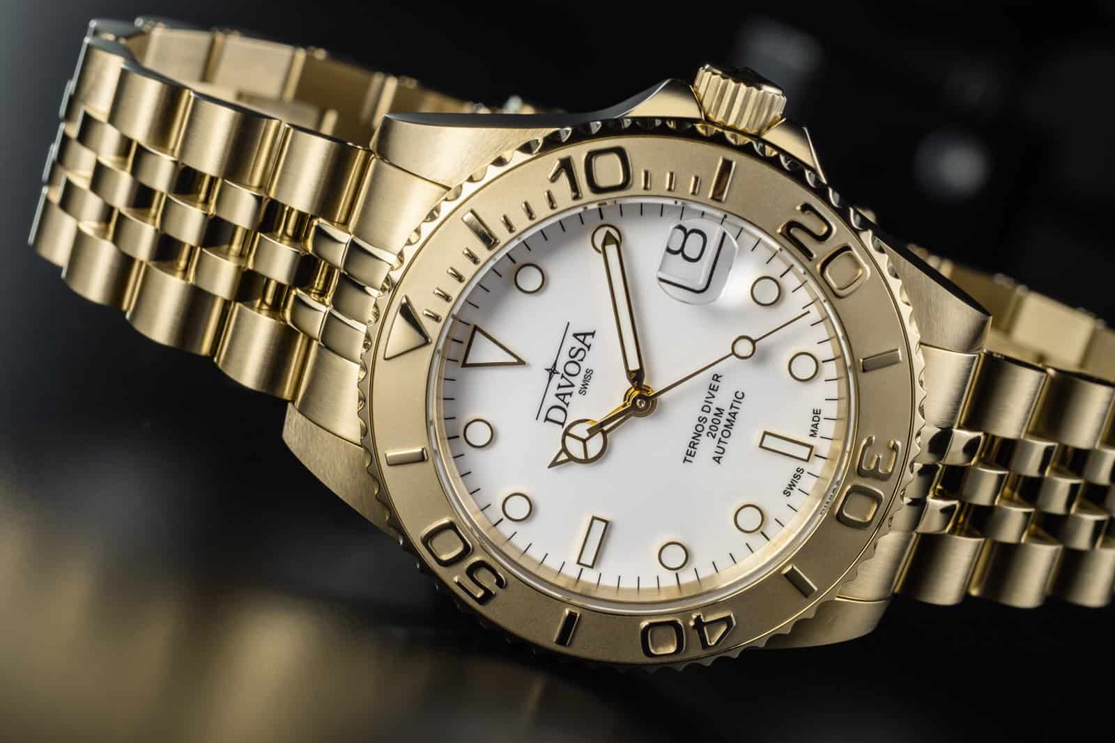 Ternos Medium Automatic 200M Swiss-Made Golden Unisex Diver Watch 16619802 Diver Davosa USA Official Distributor. Prices are Final. Tax & duties included.   