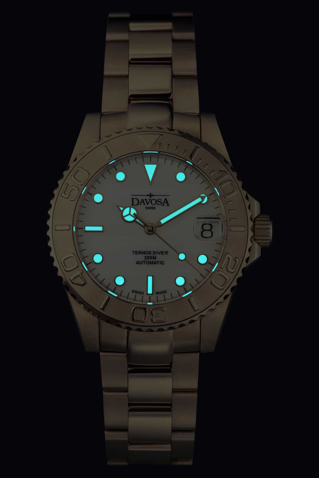 Ternos Medium Automatic Swiss-Made Gold-Tone Diving Watch 16619820 Diver Davosa USA Official Distributor. Prices are Final. Tax & duties included.