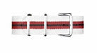 Davosa Nylon Strap White Red Black 20mm 169.555.90 Straps Davosa USA Official Distributor. Prices are Final. Tax & duties included. 20mm White Nylon