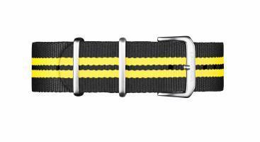 Nylon Strap Black Yellow 22mm 169.555.80 Straps Davosa USA Official Distributor. Prices are Final. Tax & duties included. 22mm Black Nylon