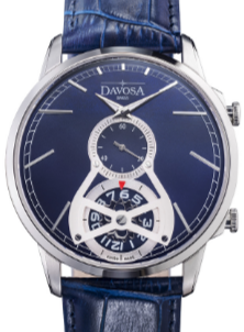 CUORE² Quartz Swiss-Made 5ATM Blue Executive Watch 16249744 Executive Davosa USA Official Distributor. Prices are Final. Tax & duties included. 42mm Blue-White Leather