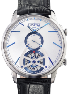 CUORE² Quartz Swiss-Made 5ATM Silver Executive Watch 16249714 Executive Davosa USA Official Distributor. Prices are Final. Tax & duties included. 42mm White-Blue Leather