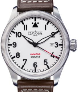 Aviator Quartz Swiss-Made White Men's Dress Watch 16249815 Pilot Davosa USA Official Distributor. Prices are Final. Tax & duties included. 42mm White Leather