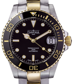 Ternos Medium Automatic 200m Swiss-Made Black Gold Men's Diver Watch 16619750 Diver Davosa USA Official Distributor. Prices are Final. Tax & duties included.   