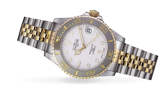 Ternos Medium Automatic Swiss-Made White Gold Diver Watch 16619702 Diver Davosa USA Official Distributor. Prices are Final. Tax & duties included.   