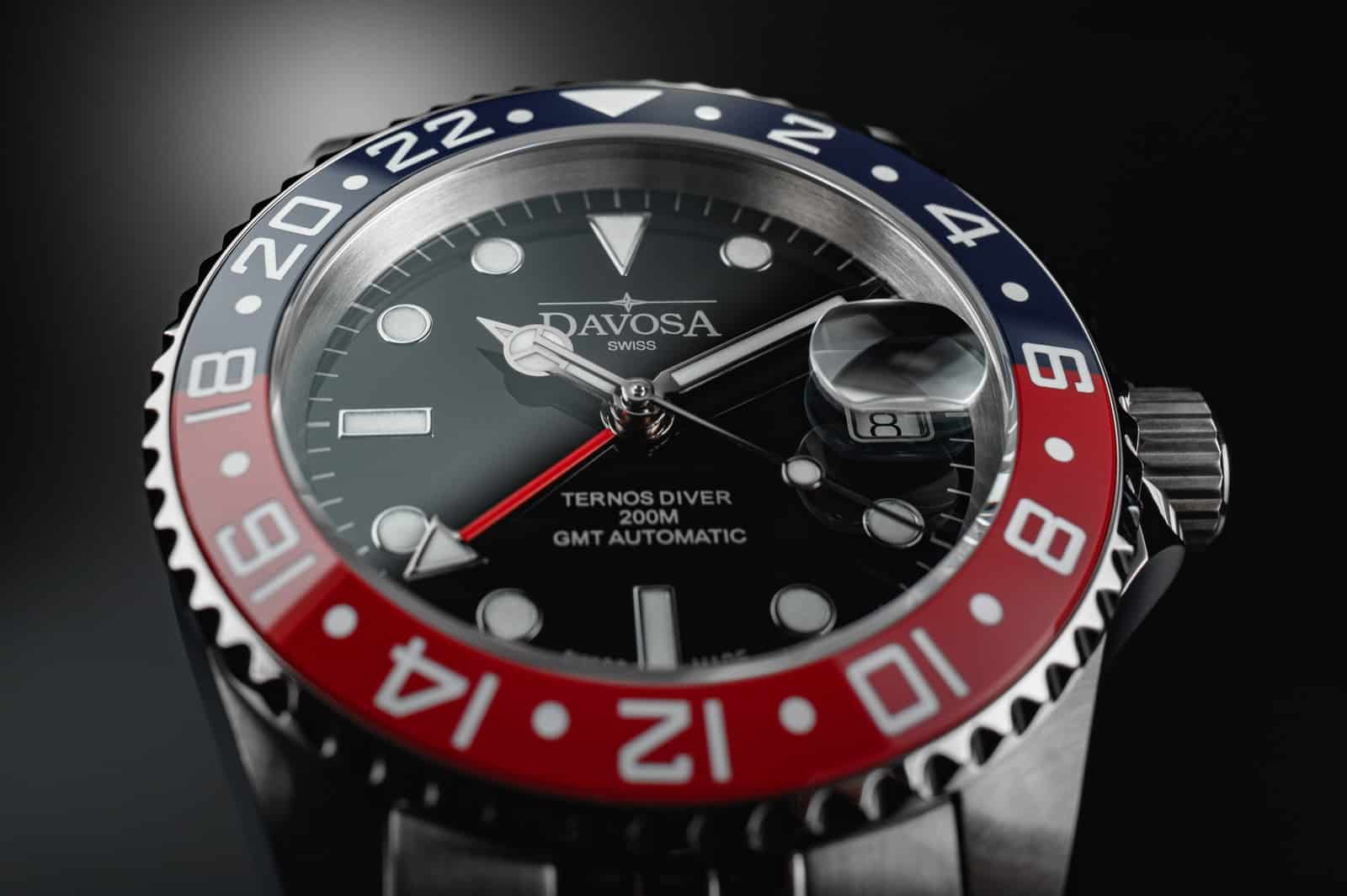 Ternos Ceramic Automatic GMT Swiss-Made Blue Red Diving Watch 16159006 GMT Davosa USA Official Distributor. Prices are Final. Tax & duties included.   