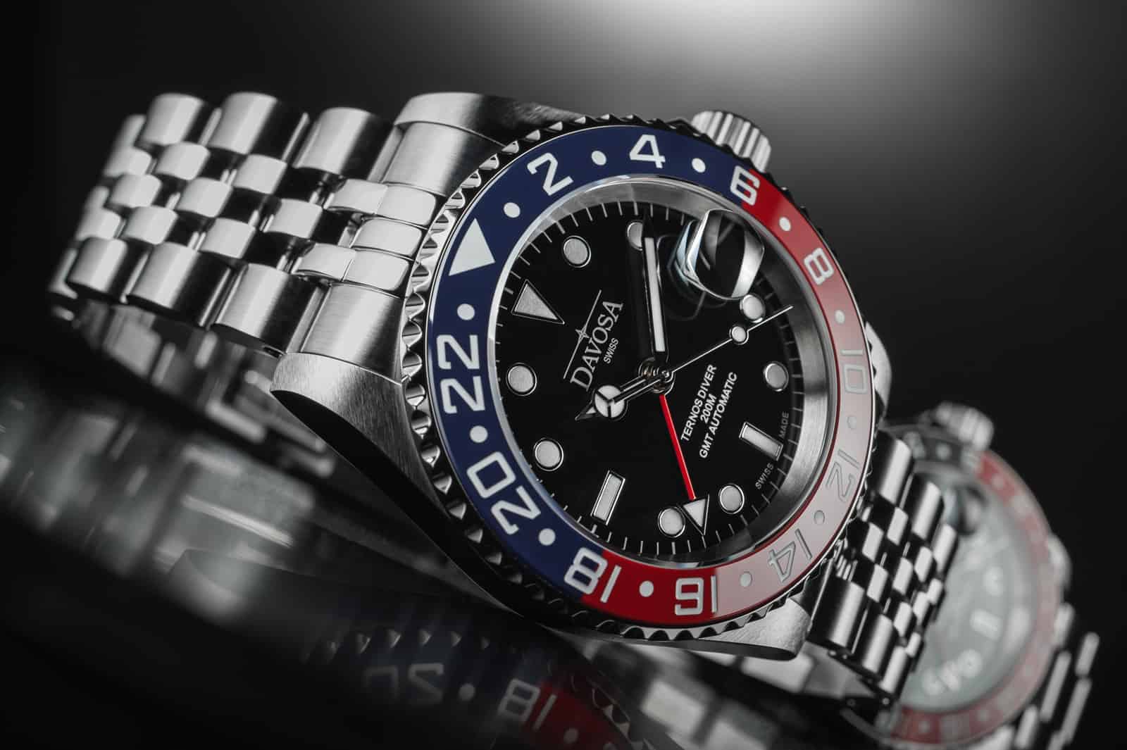 Ternos Ceramic Automatic GMT Swiss-Made Blue Red Diving Watch 16159006 GMT Davosa USA Official Distributor. Prices are Final. Tax & duties included.   