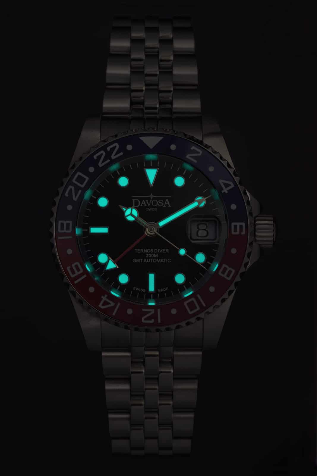 Ternos Ceramic Automatic GMT Swiss-Made Blue Red Diving Watch 16159006 GMT Davosa USA Official Distributor. Prices are Final. Tax & duties included.   