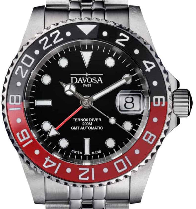 Ternos Ceramic Automatic GMT Black Red Diving Watch 16159009 Diver Davosa USA Official Distributor. Prices are Final. Tax & duties included. 40mm Black-Red PentaLink