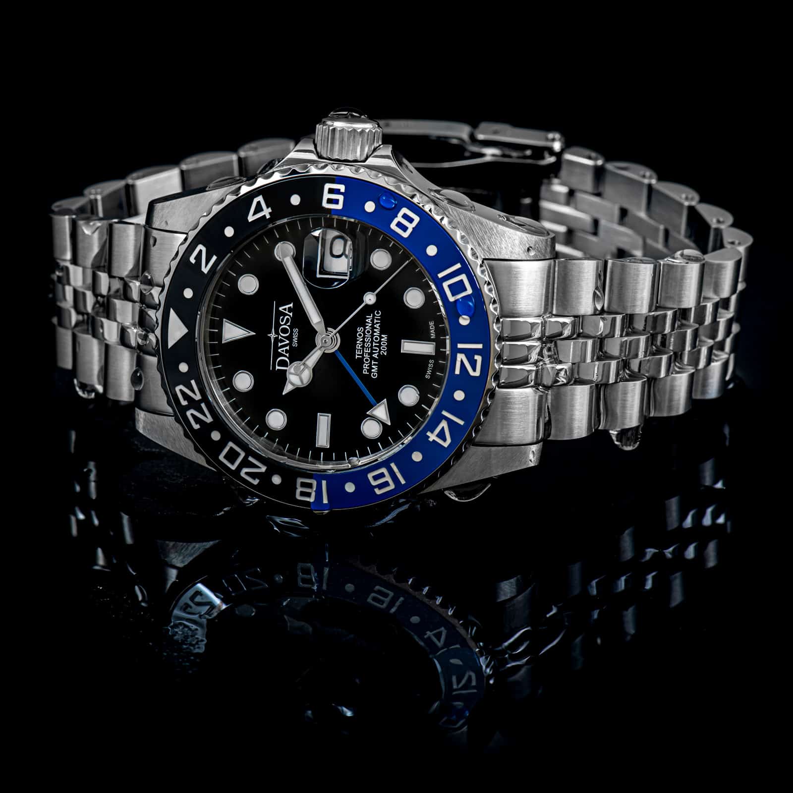 Ternos Professional Automatic 200m GMT Black Blue Diving Watch 16157104 OUTLET GMT Davosa USA Official Distributor. Prices are Final. Tax & duties included.   