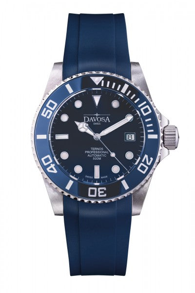 Davosa Swiss Original Ternos Professional Blue Rubber Band 22mm 169.559.45 Straps Davosa USA Official Distributor. Prices are Final. Tax & duties included.   