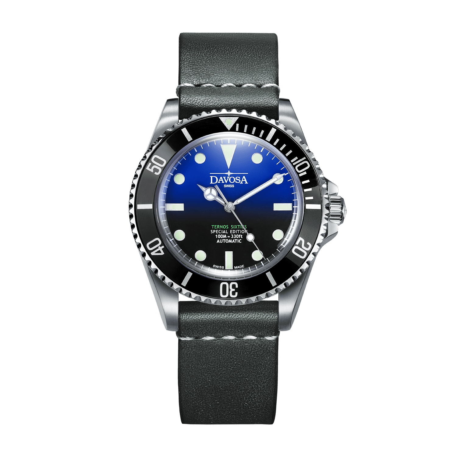 Ternos Sixties Seahorse Swiss-Made 40mm Faded Blue Sapphire Crystal Unisex Wristwatch 16152590 Special US Edition 100 units only Diver Davosa USA Official Distributor. Prices are Final. Tax & duties included.   