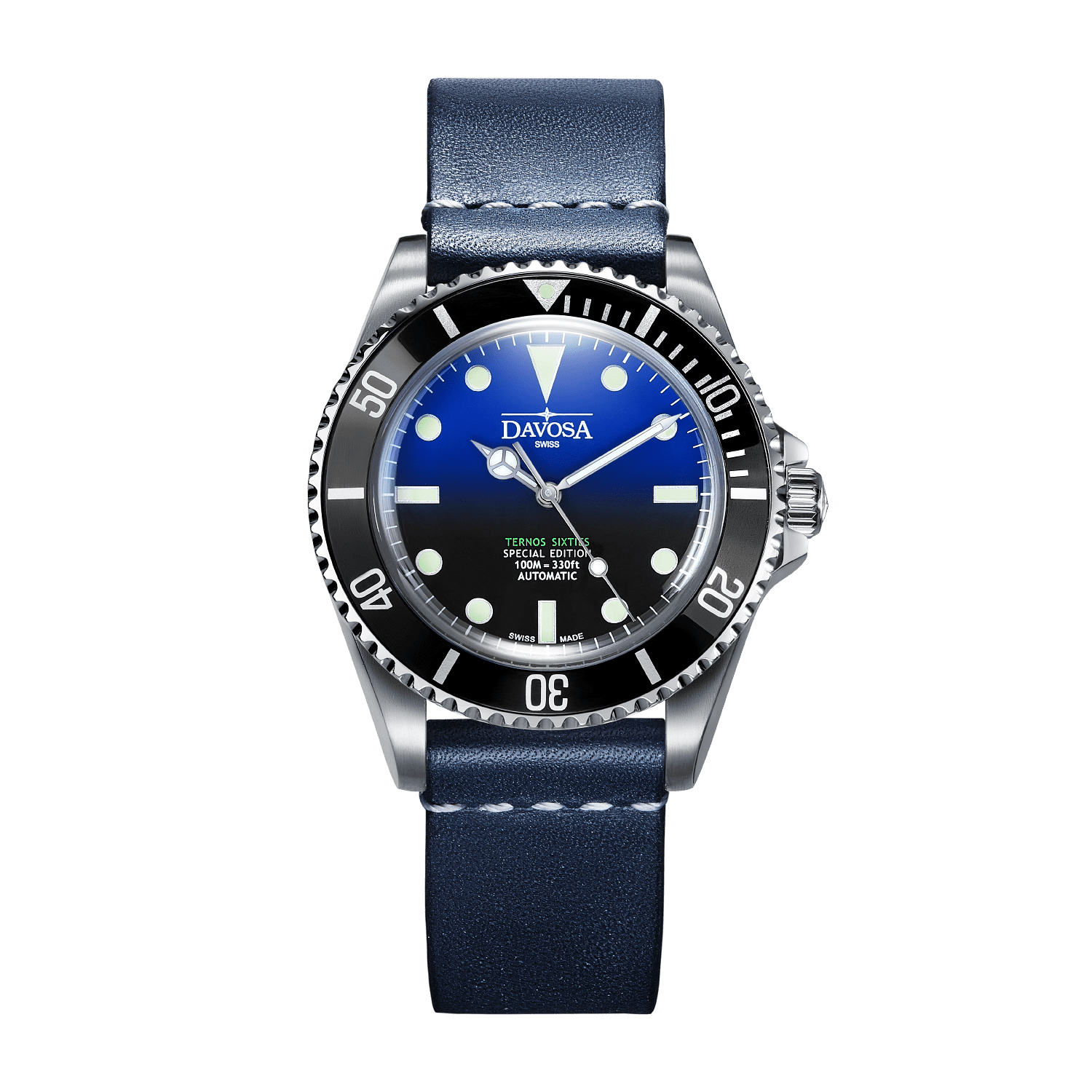 Ternos Sixties Seahorse Swiss-Made 40mm Faded Blue Sapphire Crystal Unisex Wristwatch 16152590 Special US Edition 100 units only Diver Davosa USA Official Distributor. Prices are Final. Tax & duties included.   