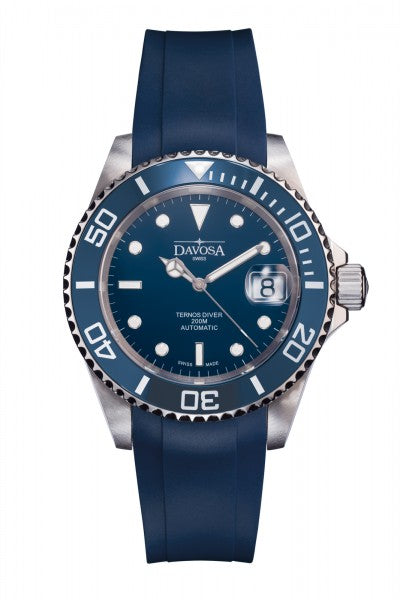 Davosa Swiss Original Ternos Ceramic Blue Rubber Band 20mm 169.555.45 Straps Davosa USA Official Distributor. Prices are Final. Tax & duties included.   