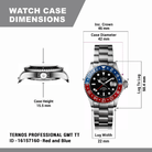 Ternos Professional Automatic 200m GMT Red Blue Diving Watch 16157160 GMT Davosa USA Official Distributor. Prices are Final. Tax & duties included.   