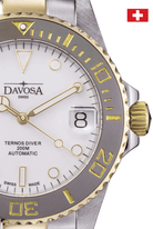 Ternos Medium Automatic Swiss-Made White Gold Diver Watch 16619720 OUTLET Diver Davosa USA Official Distributor. Prices are Final. Tax & duties included.   