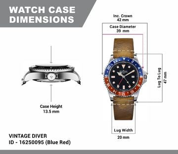 Vintage Quartz 100m Red Blue Men's Diver Watch 16250095 Watches Davosa USA Official Distributor. Prices are Final. Tax & duties included.   