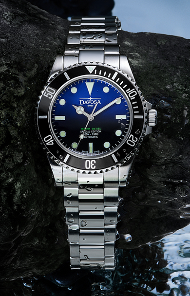 Ternos Sixties Seahorse Swiss-Made 40mm Faded Blue Sapphire Crystal Unisex Wristwatch 16152590 Special US Edition 100 units only Diver Davosa USA Official Distributor. Prices are Final. Tax & duties included.   